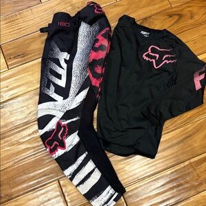 Fox Black & Pink Youth Motocross Pants & Jersey